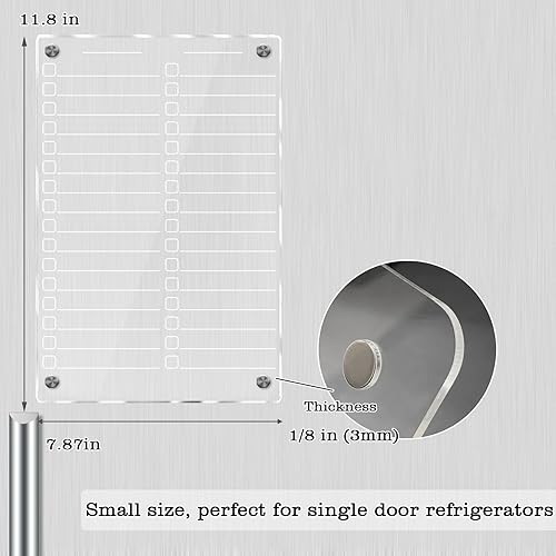 Miniatura 4 de Pizarra Magnética Acrílica de Borrado en Seco para Refrigerador, Calendario Magnético Acrílico Transparente para Refrigerador, Incluye Conjunto de 6