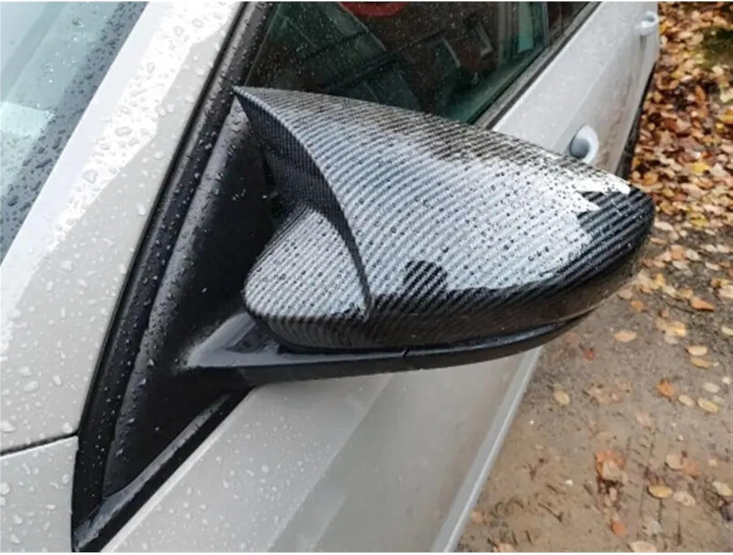 US Compatible For Skoda/Octavia/T-ROC 2013-2019 2017-2019 Car Rearview Side Mirror Cover Wing Cap Exterior Door Case Trim Sticker (Color : Carbon)