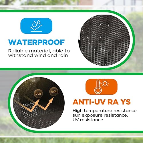 Vista 18 de FDW - Juego de muebles de mimbre de 3 piezas, sillas de ratán modernas con mesa auxiliar, resistentes a la intemperie, para exterior, patio, porche