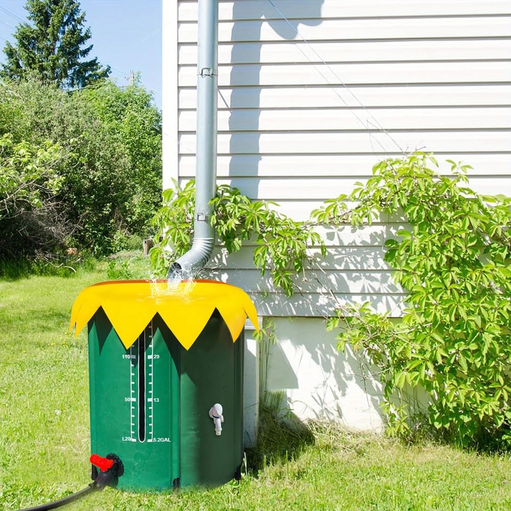 52 Gallon Rain Collection System with Three Spigots PVC Water Storage Water Barrel Collector Garden Water Catcher