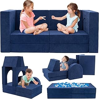 10 Pcs Modular Kids Play Couch, Foam Kids Play Couch for Playroom & Bedroom,