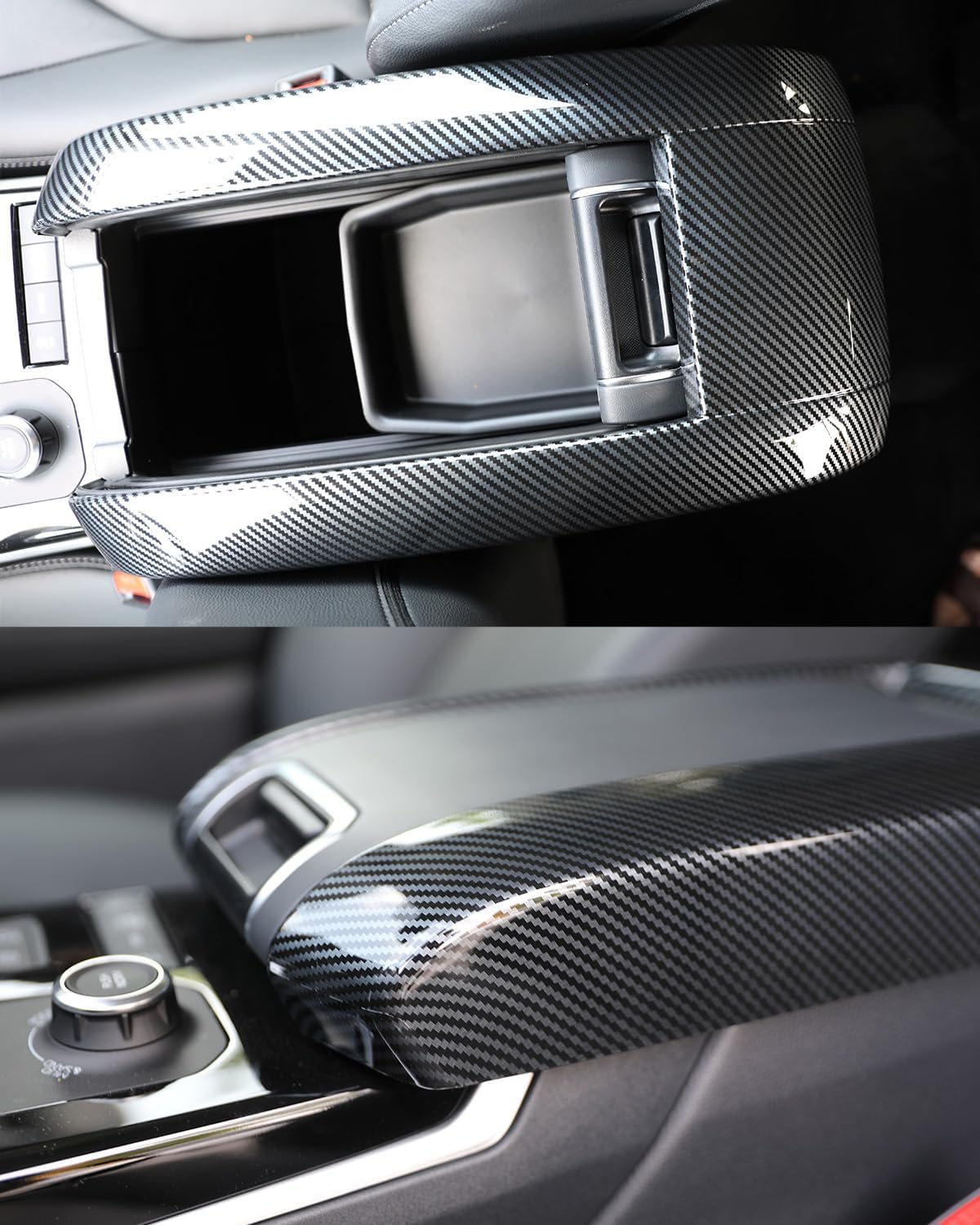 for Toyota Highlander 2020-2026 Central Control Armrest Box Cover, Easy Cleaning Anti- Scratching Armrest Protector for Highlander Gas Hybrid LE, XLE, XSE, Limited, Platinum- Carbon Fiber Pattern