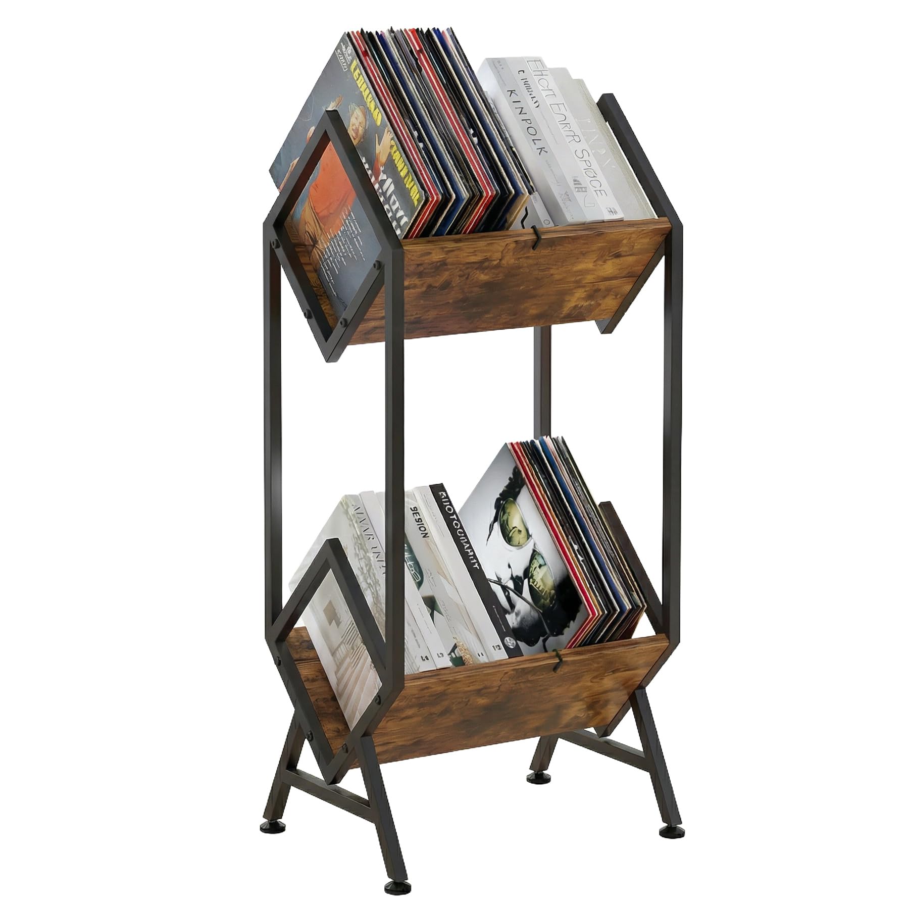 Mueble almacenamiento de discos de vinilo de 2 niveles para 200 LP