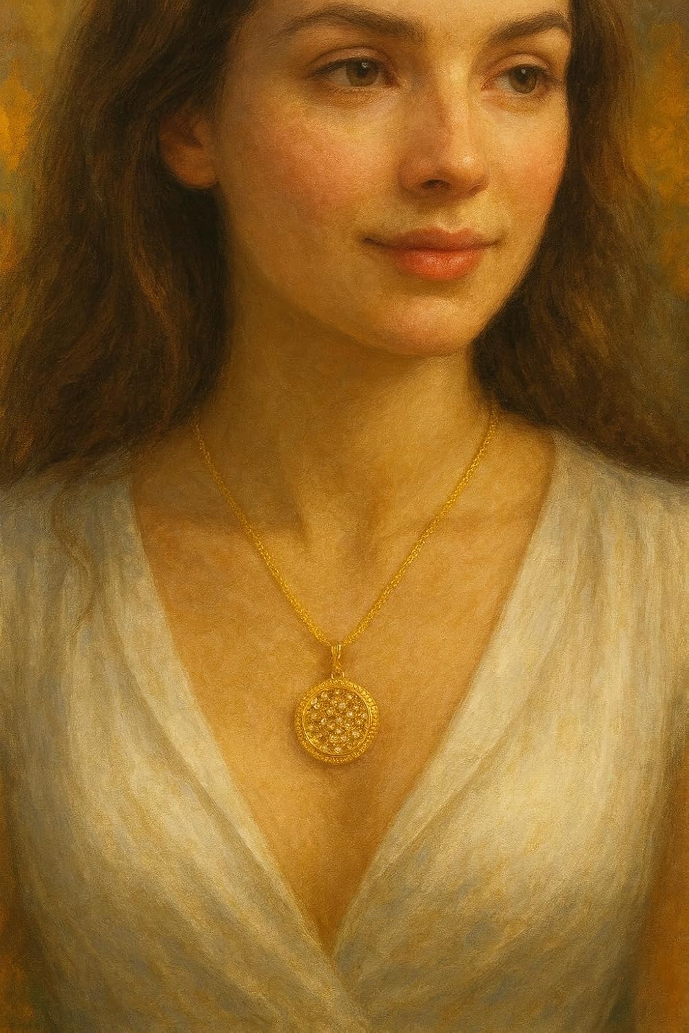 A SHER'S CREATION Minimalist Classic Trendy Pendant Necklace with Unique dozens of Austria rock Crystals 14K Gold Pure plated Jewelry for Women Men Bridal Teenager Gift Golden Shadow Color - Image 5