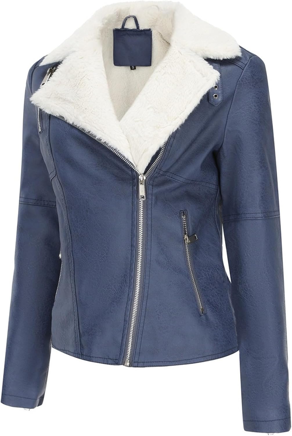 Women's Warm Lined Casual Moto Biker Coat Lapel Faux Leather Casual Coat Jacket Long Sleeve Solid Outdoor Outerwear