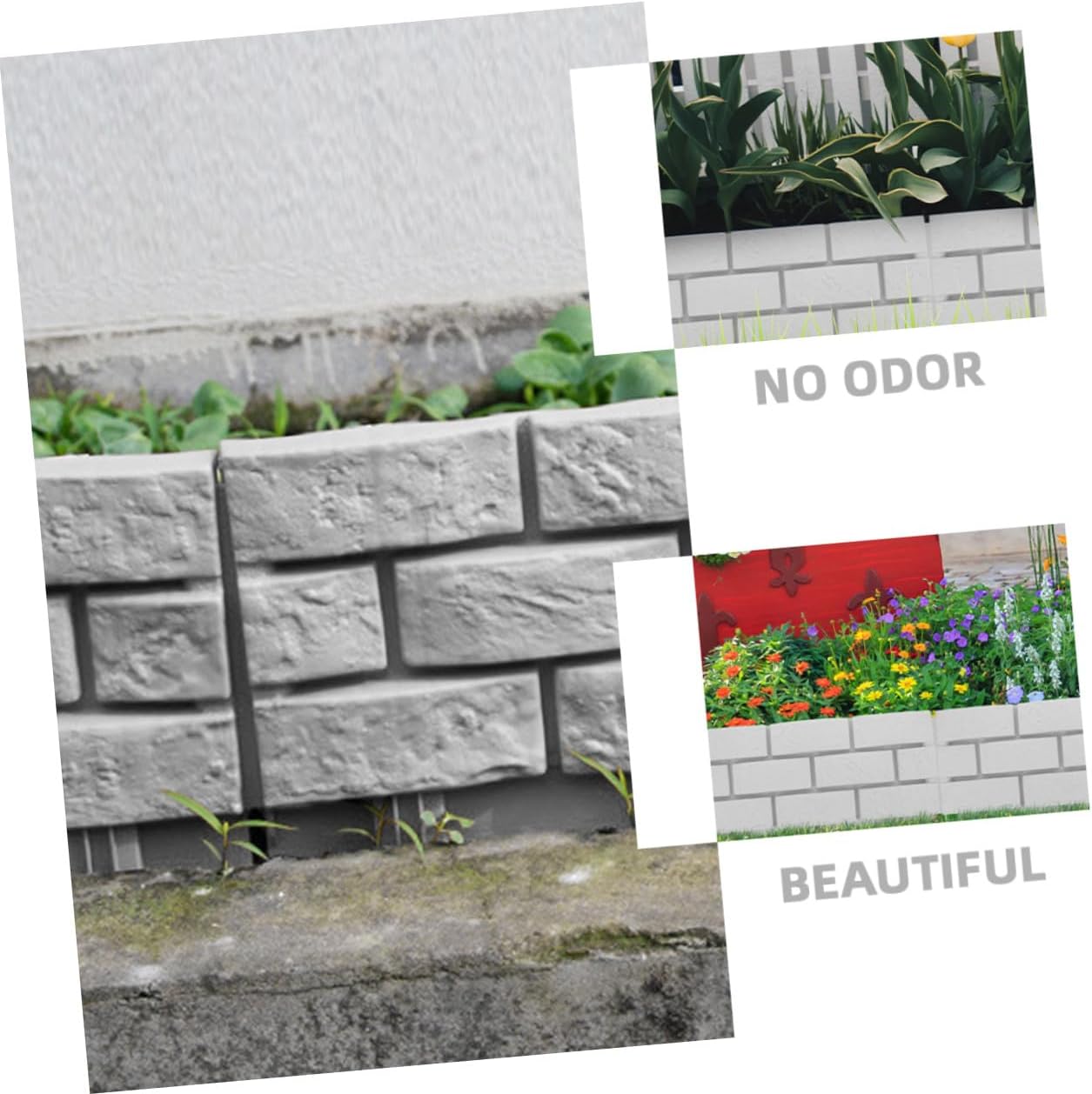 POPETPOP 3Pcs Outdoor Plastic Picket Fence Decorative Garden Landscape Edging Plant Borders Portable Stable Courtyard Fence for Garden Patio Lawn