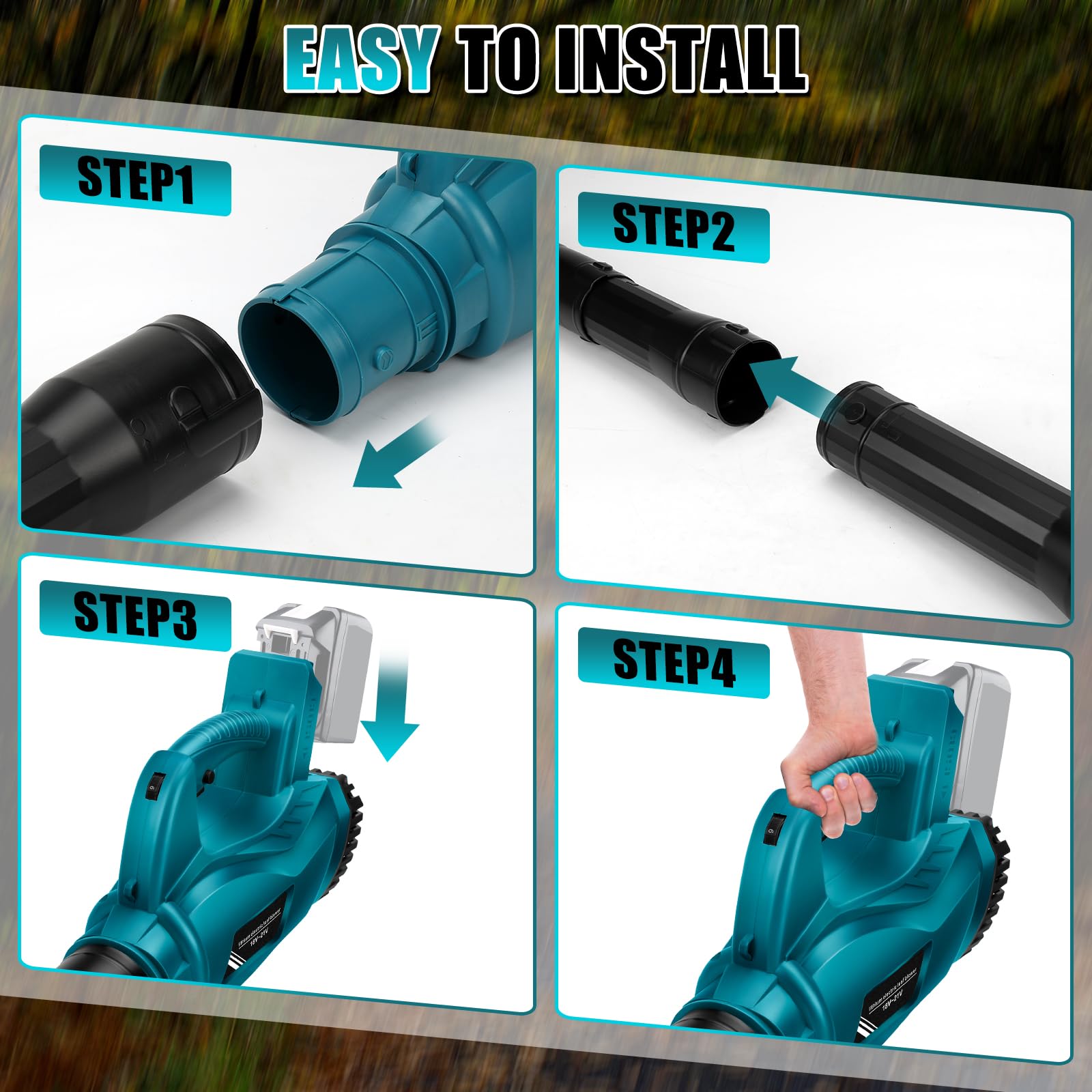 Soplador de Hojas Bateria Soplador de Aire Compatibles con Makita 18 V | sin batería 6 Velocidades Soplador de Hojas Eléctrico para Limpiar Hojas, Nieve, Terraza, Cubierta, Jardín, Polvo