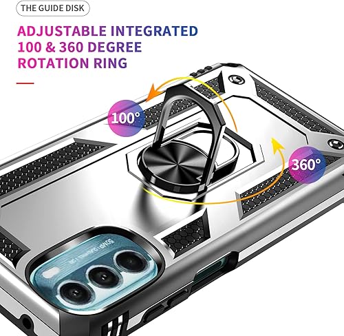 Miniatura 5 de Funda para Moto G 5G, Moto G 5G 2022 con protector de pantalla, grado militar de 16 pies probada en caídas Soporte de anillo magnético con soporte