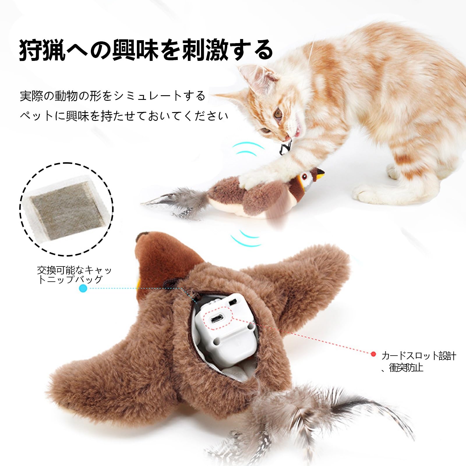 Amazon.co.jp: ピョンピョンバード 猫おもちゃ鳥 おもちゃ 鳥 飛ぶ