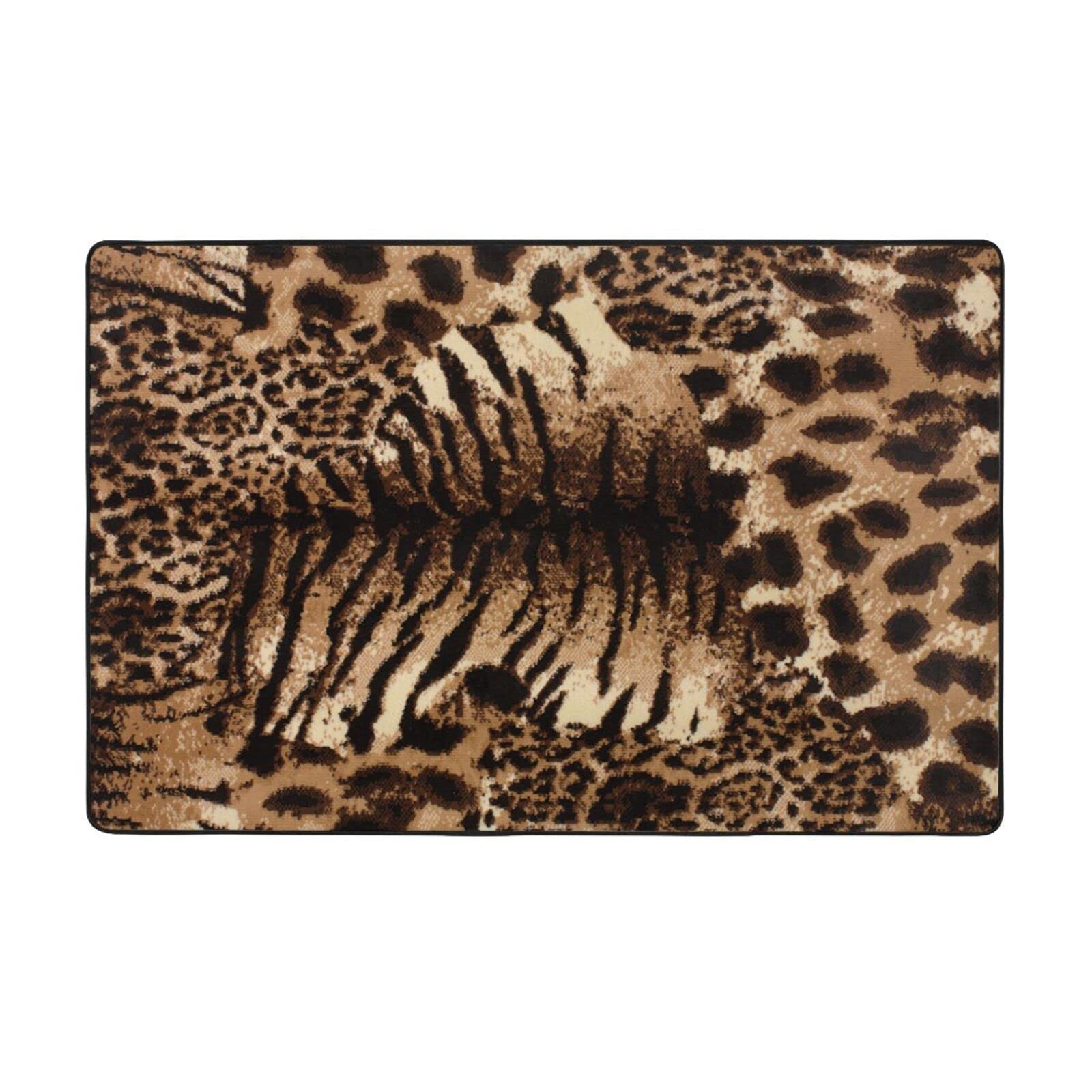 Tapis léopard 150x100 anti-glisse en flanelle pour sécuriser un sol de chambre