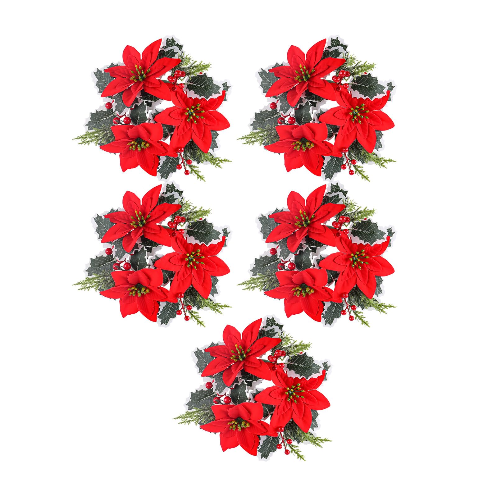 Tsophreniq 5Pcs Christmas Cheer Holder Wreaths with Pinecones for Holders Decorations Wreath Holiday Centerpiece