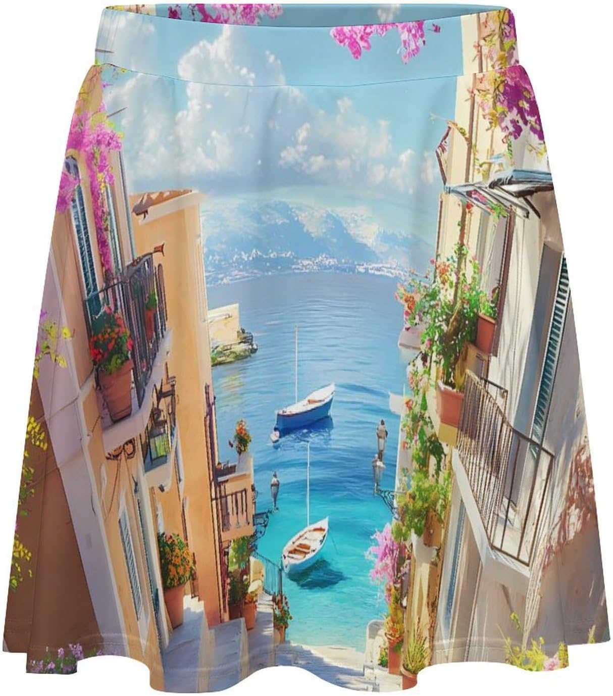 Cherry Blossoms Town Women Tennis Skirt Print Golf Skirts Mini Casual Workout Skorts