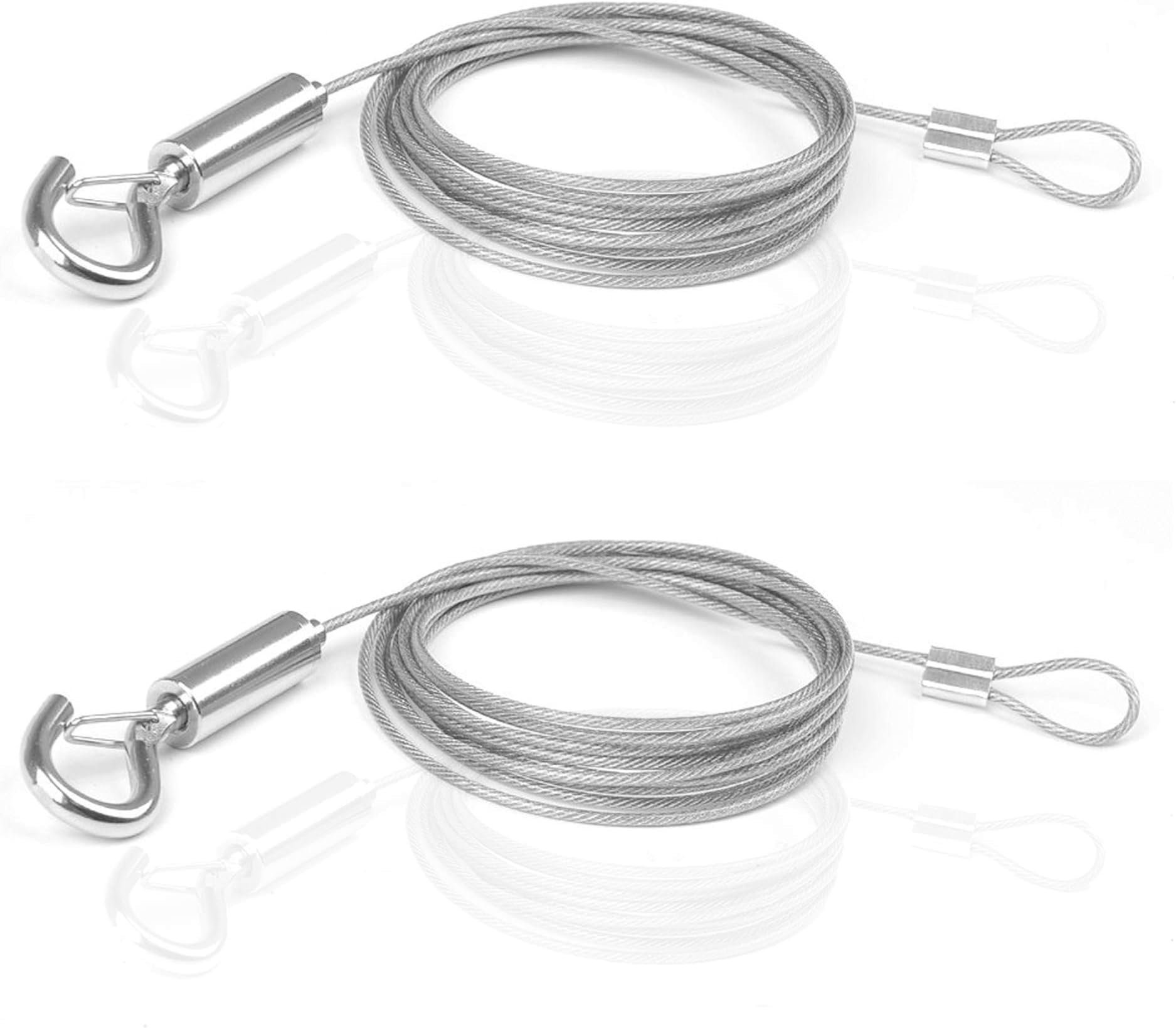 ZKSM Picture Hanging Rope Wire 2 Packs Stainless Steel Wire with Loop and Hook 1.5 mmx2 m Heavy Duty Frame Hanger Rope for Light Lamp Hardware, Supports up to 30 KG
