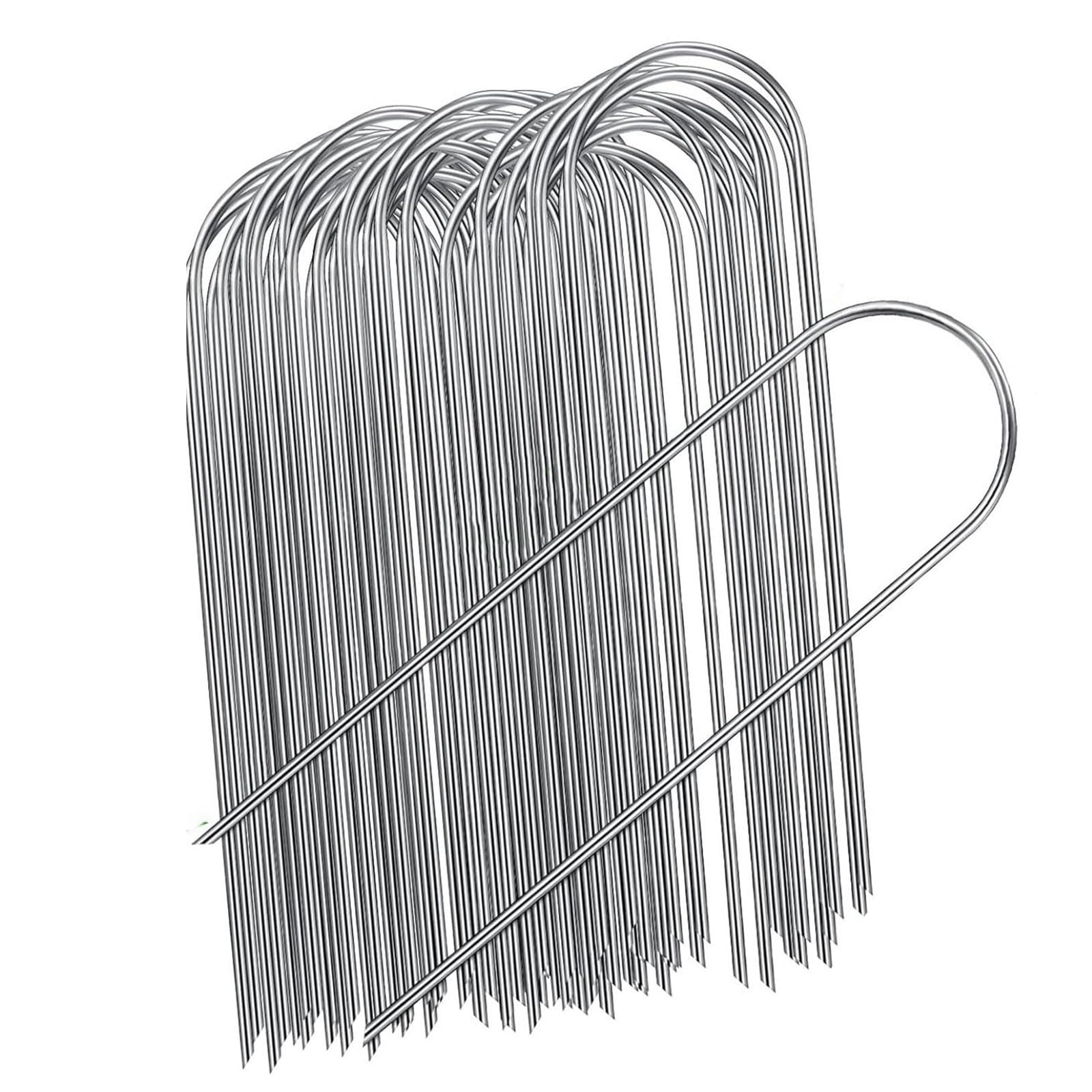 6 Inch Galvanized U Shaped Ground Pins Pack of 100 for Securing Garden Fabric and Drip Tubes Permanent Landscape Fasteners