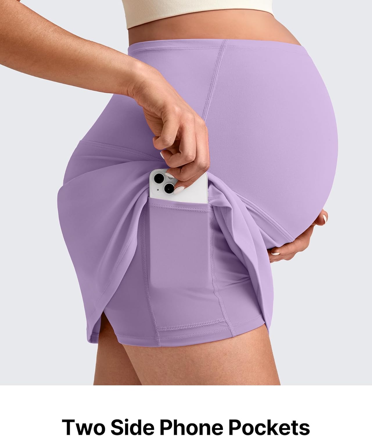 G4Free BareFeel Maternity Tennis Skirt with 2 Pockets Inner Shorts Over The Belly Stretchy Pregnancy Workout Skorts Golf - Image 4