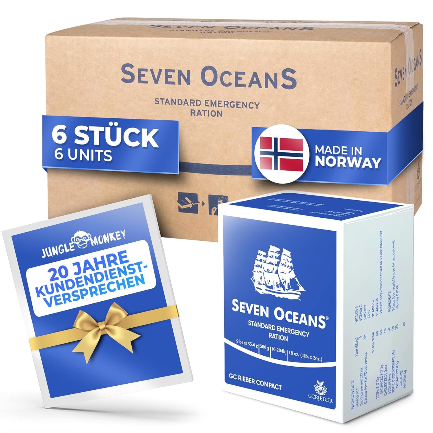 NEW] SEVEN OCEANS – THE ORIGINAL – Emergency Food [6 × 500 g] Extreem langhoudende Emergency Supply [3 kg] voor Crisis Preparedness | High-Energy Outdoor Ration | Prepper Emergency Food