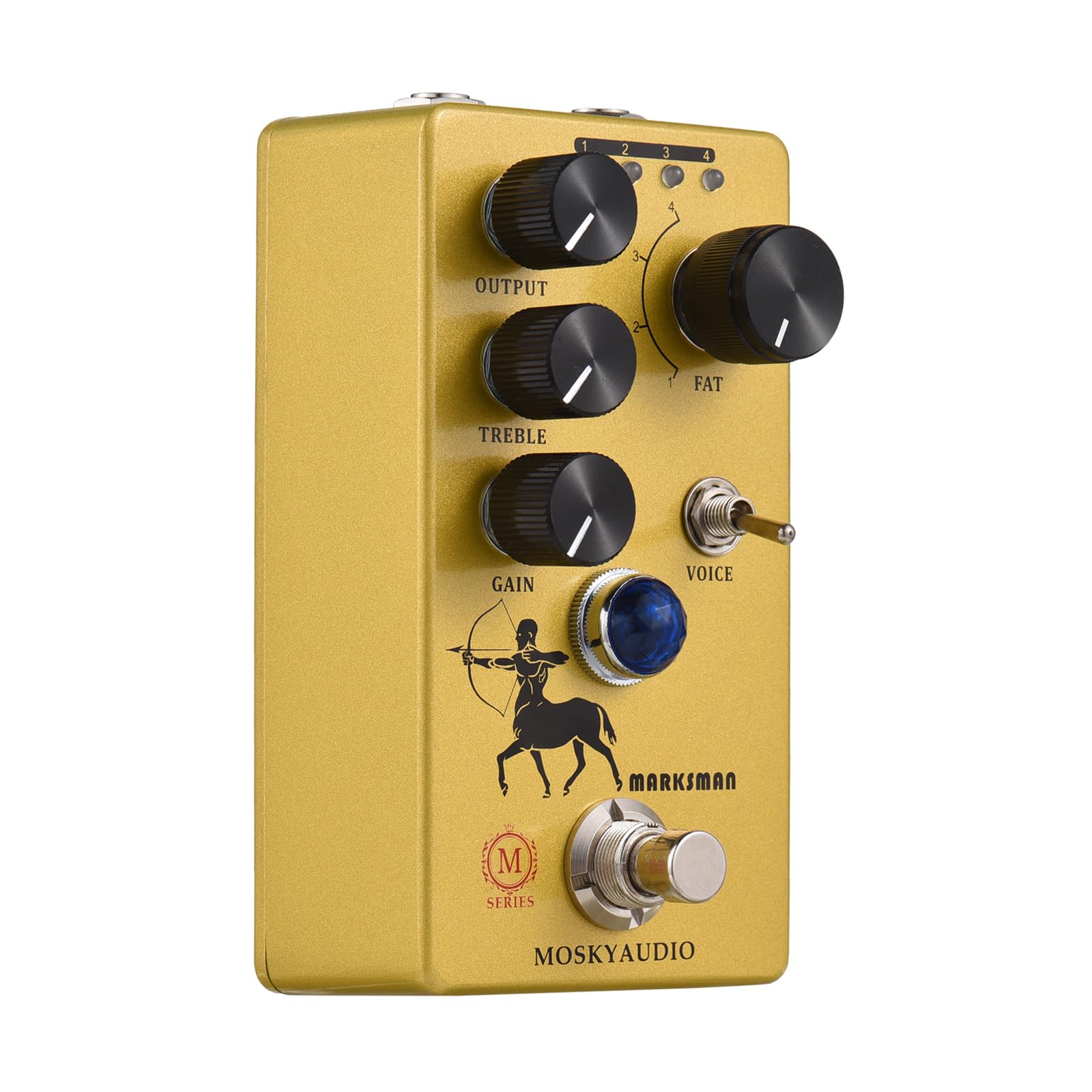 Pedał efektów MOSKYAudio Overdrive/przedwzmacniacz/wzmacniacz pedał efektów gitarowych 4 tryby przycinania przełącznik i wyjście/wysokie / sterowanie wzmocnieniem kompaktowy przenośny cyfrowy