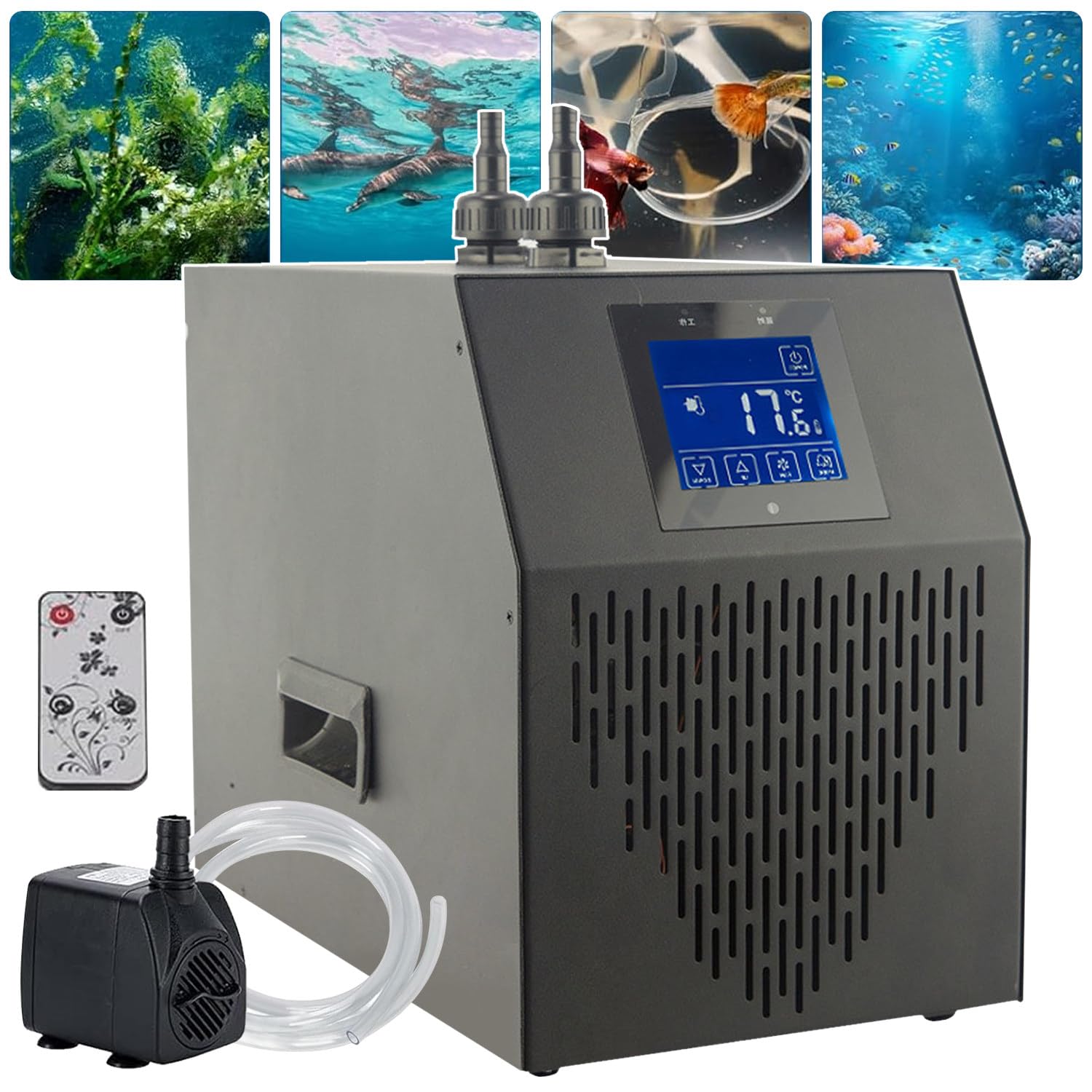 Refroidisseur D'aquarium pour Aquarium, Refroidisseur d'eau 42Gal 1/10HP, avec Compresseur De Réfrigération Silencieux, pour Méduses Hydroponiques, Corail, Eau Douce Et Salée