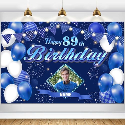 Fondo de decoración de cumpleaños número 89 de color azul marino, letrero de fondo de cumpleaños con purpurina, pancarta de feliz cumpleaños, Fondo de decoración de cumpleaños número 89 de color azul marino, letrero de fondo de cumpleaños con purpurina, pancarta de feliz cumpleaños,