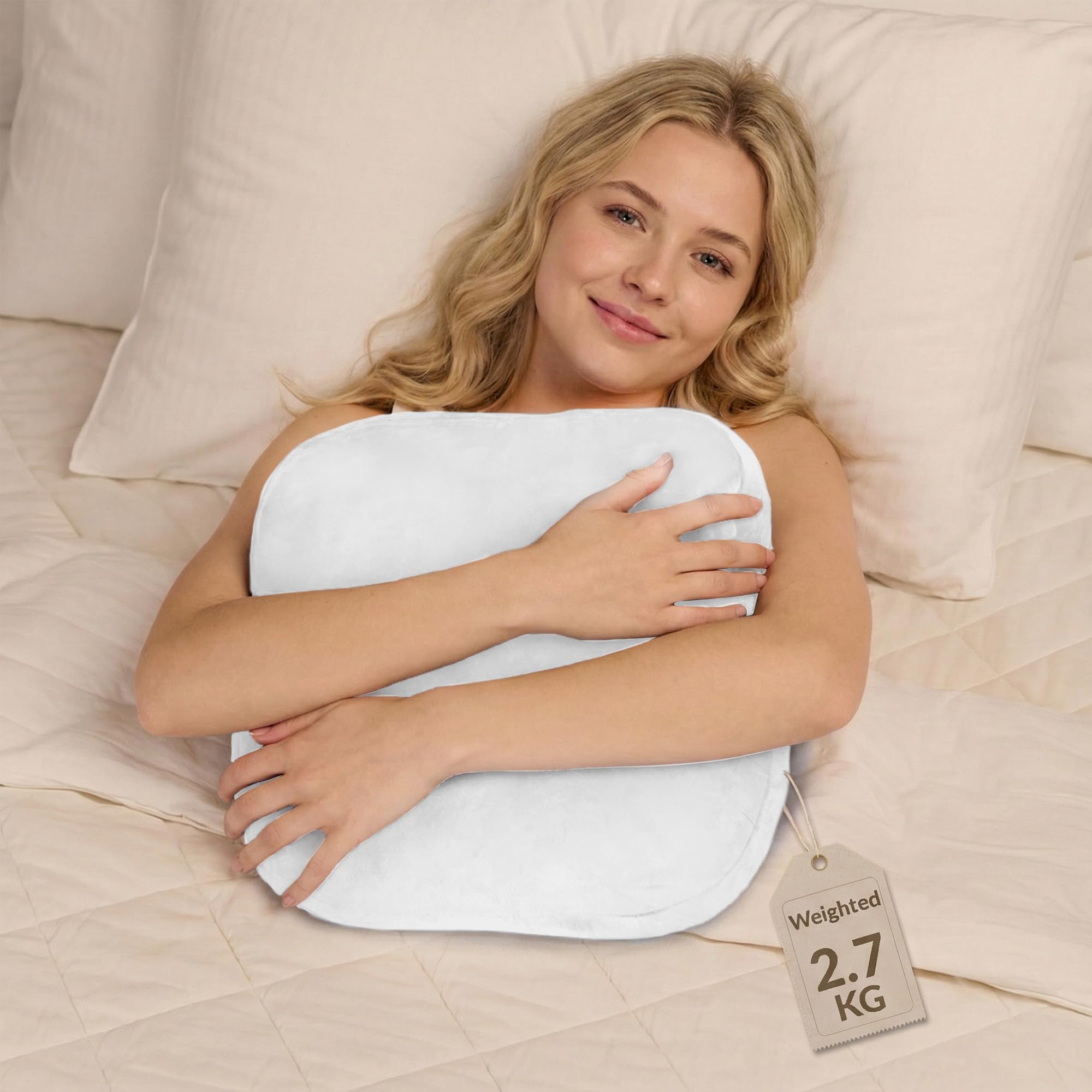 ODOXIA Weighted Pillow for Adults 2.7 KG | 30 * 30 CM | Sleep Better & Feel Calm | Weighted Body Pillow | Sleeping Hugging Pillows for Adults | Helps to Focus | Soft & Washable Cover