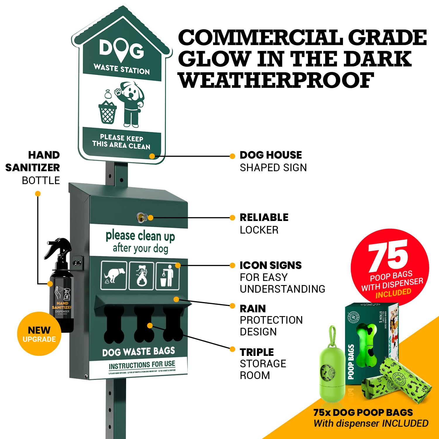 ALAGPRO® Dog Waste Station, Roll Bags, (base)