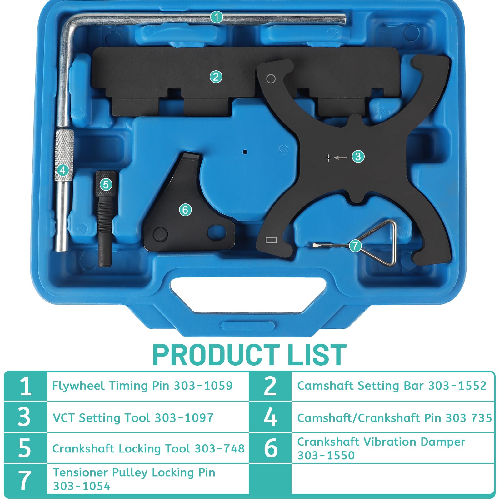 lalago 7 Pezzi Utensili per Albero a Camme, Attrezzi di Regolazione Motore, Strumento di attrezzo di Messa in Fase, Bloccaggio a Camme del Motore Compatibile con Ford 1.6vct-Ti per Focus per Mazda