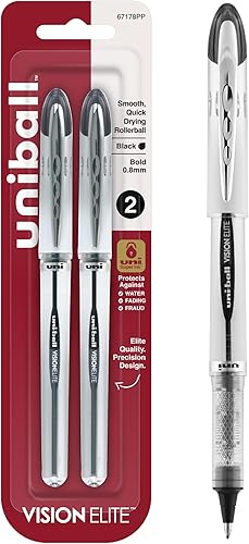 Uni-ball Vision Elite - Bolígrafos de punta redonda 0031 in color negro 2 unidades