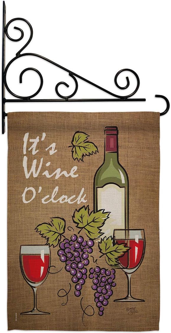 Its Wine Garden Flag Set Wall Holder Beverages Drink Fruits Cheese Sangria White Red Rose Dessert Sparkling Small Decorative Gift Yard House Banner Made In USA 13 X 18.5
