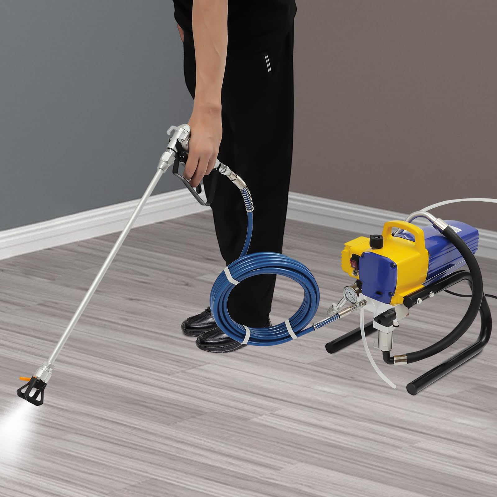 Pulverizador de pintura para pared, sistema de pulverización de pintura sin aire, pistola de pintura eléctrica con manguera de alta presión de 9 m, 1800 W