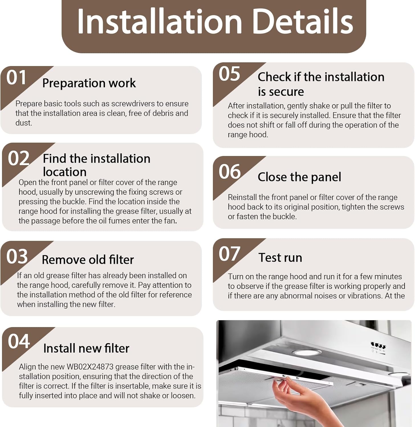 WB02x24873 Range Hood Grease Filter 14.5 x 10 x 0.3 inchs Compatible with GE Range Hood