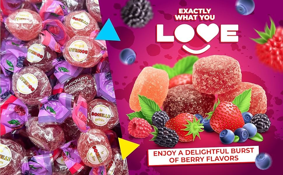 2.2 lb Bonelle Jelly Candy sabor Berry en bolsa grande miniatura 3