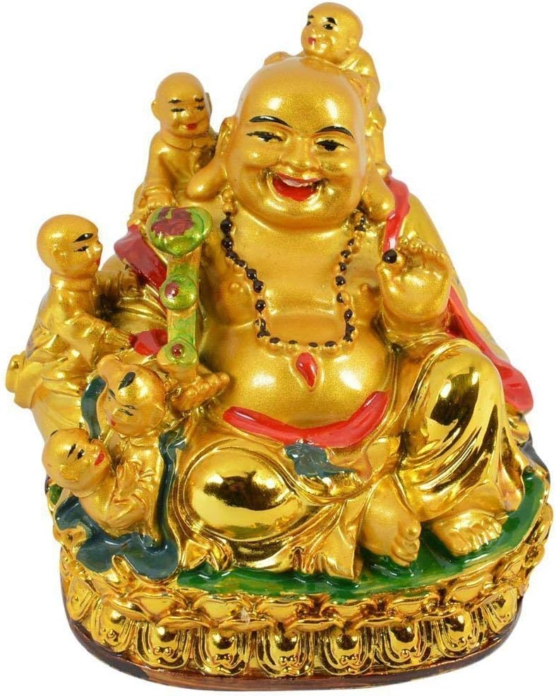 Laughing Buddha with Children for Health Wealth and Happiness Showpiece