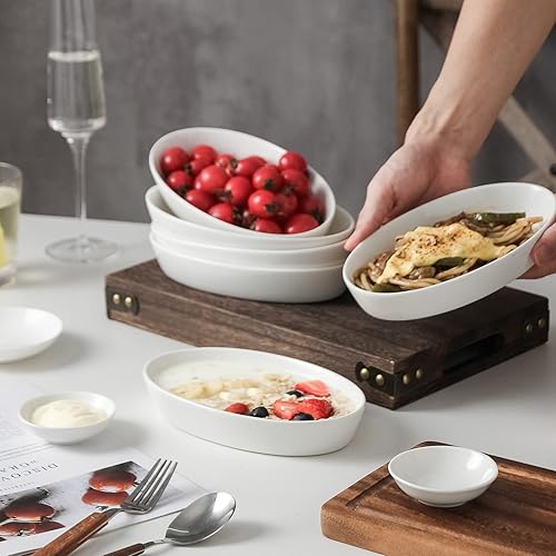 Miniatura 5 de UIBFCWN Platos para hornear gratinados, 7.5 x 4.5 pulgadas, ovalada de cerámica para una sola porción, cazuela individual apta para horno, sartenes