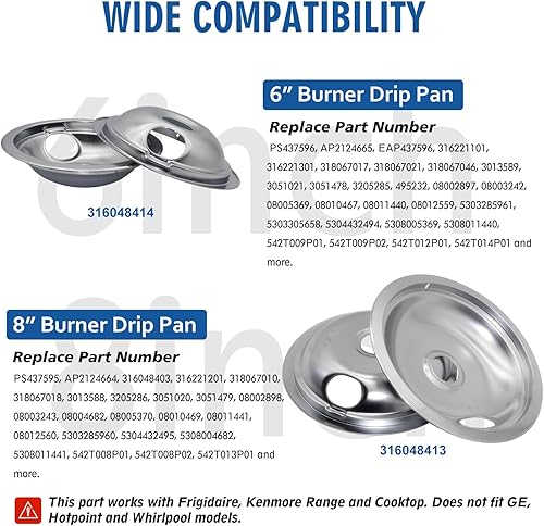 Vista 4 de 316048414 (6 pulgadas) 316048413 (8 pulgadas), quemador eléctrico MP15YA (6 pulgadas) MP21YA (8 pulgadas), quemador superior, apto para Frigi-daire