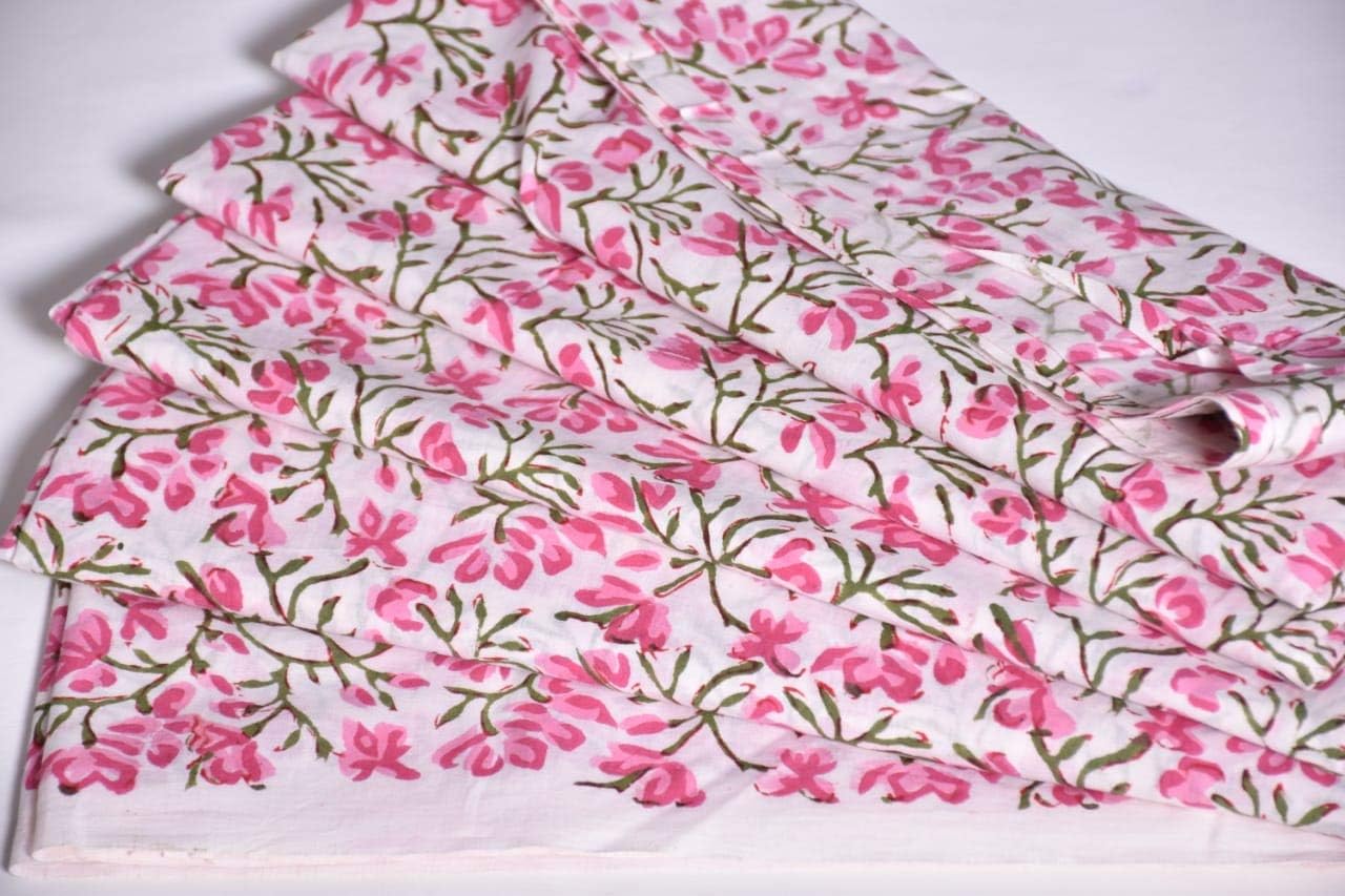 Kalap 5 Yard Lehriya Animal Print Cotton Fabric by The Yard, Handmade Block Printed Indian Fabric (5 Yard, Lehriya)