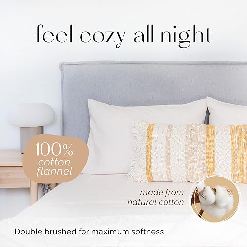 Miniatura 2 de Cozy Flannel Bed Sheet Set, 100% Cotton Flannel Sheets with Deep Pockets, All Around Elastic, Ultra Soft Flannel - Fitted Sheet, Flat Sheet, and 1