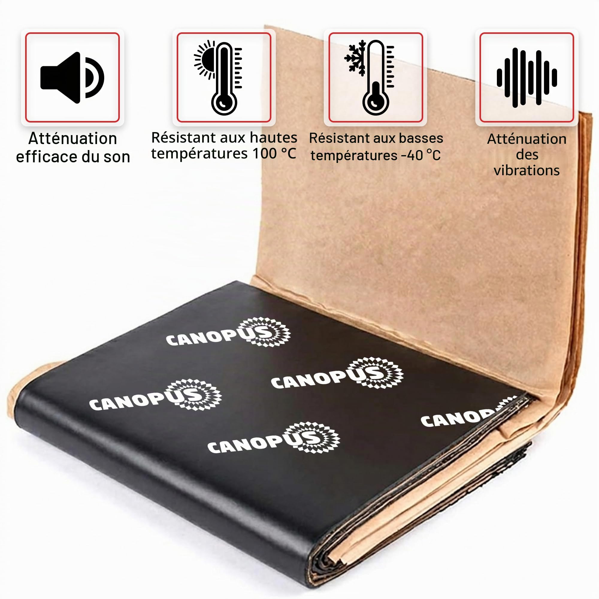 CANOPUS Professionnel Tapis D’isolation Acoustique en Butyle 0,94m², 10 Feuilles (Extra épais et Extra collant) Tapis Anti-Bruit et Vibration Butyle pour Voitures, Tapis D'amortissement Acoustique