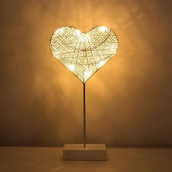 Lewondr Decorative Table Lamp, Heart LED Light Winding