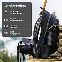 Vista 7 de UVBRITE Botella UV autolimpiante y purificadora de agua TT-B02-Vaso de acero inoxidable recargable aislado de 18.6 onzas con bloqueo de seguridad