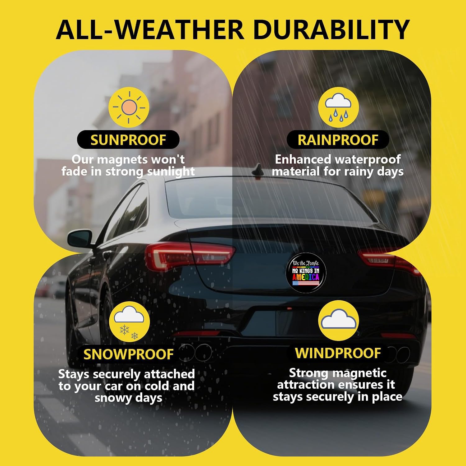 2 Pcs No King in America Signs Circular Car Bumper Magnets,Resist Sign Magnet for Cars,For Adult Funny Car Magnet,Removable Sticker Sign for Car Truck Vehicle image 4