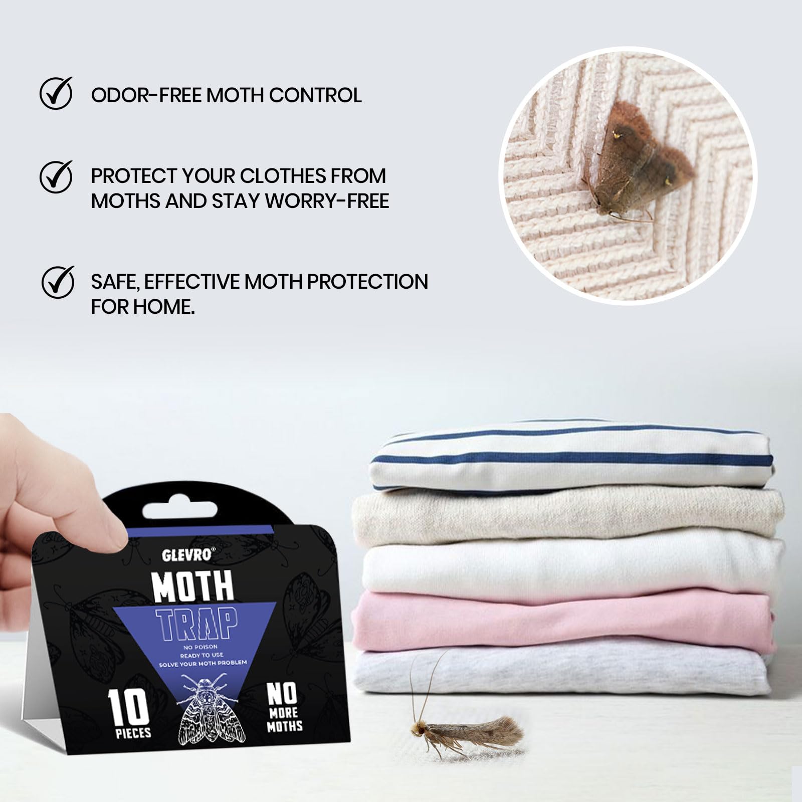 Pantry Mottenfallen für Haus Innen 10 Pack - Extra klebrige Klebefalle für Küche und Lebensmittelaufbewahrung - Samenkornmehl Pheromonfallen für Speisekammermotten
