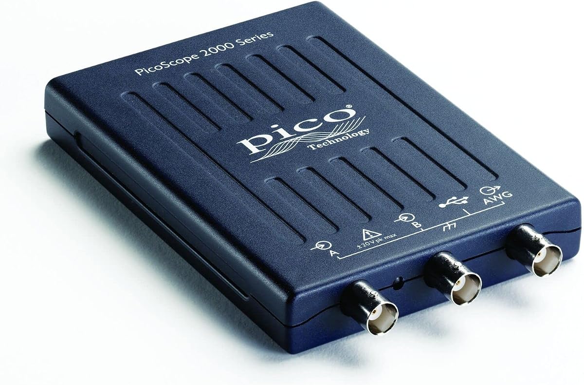 PicoScope 2204A-D2 Osciloscopio digital 2 canales 10 MHz, 8 kS, 2000wfms/s, generador de forma de onda de alcance de laboratorio para PC USB portátil, software PS7