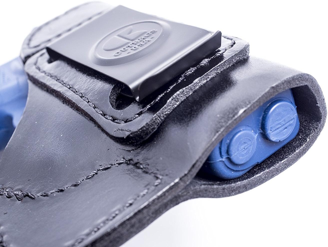 OUTBAGS USA LS192FSC (Black-Right) Full Grain Heavy Leather IWB Conceal Carry Gun Holster for Beretta 92FS Compact 9mm with Rail. Handcrafted in USA.