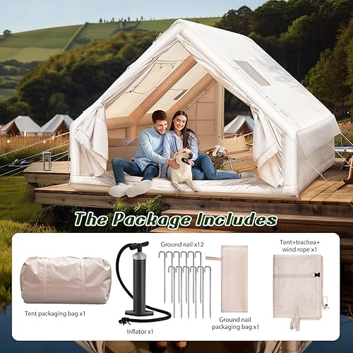 Miniatura 9 de GLEAVI Waterproof Tents for Camping Inflatable Tent for Camping Inflatable Waterproof for Winter Beige