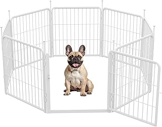 SunsGrove Indoor Dog Playpen with Wider Door, Non Slip Dog Pen Indoor, Free and Safe Play (White, 24 inch, 8 Panels)