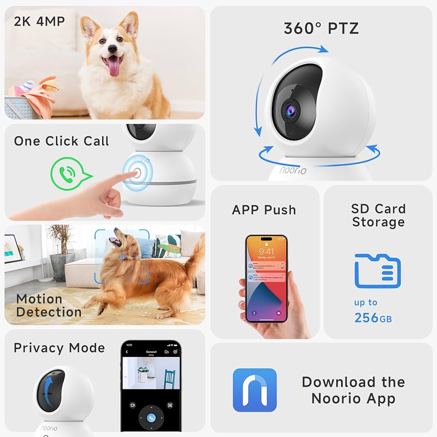 noorio 防犯カメラ 2K 16G Amazon.com : Noorio 2K Security Camera Outdoor 360° Pan/Tilt