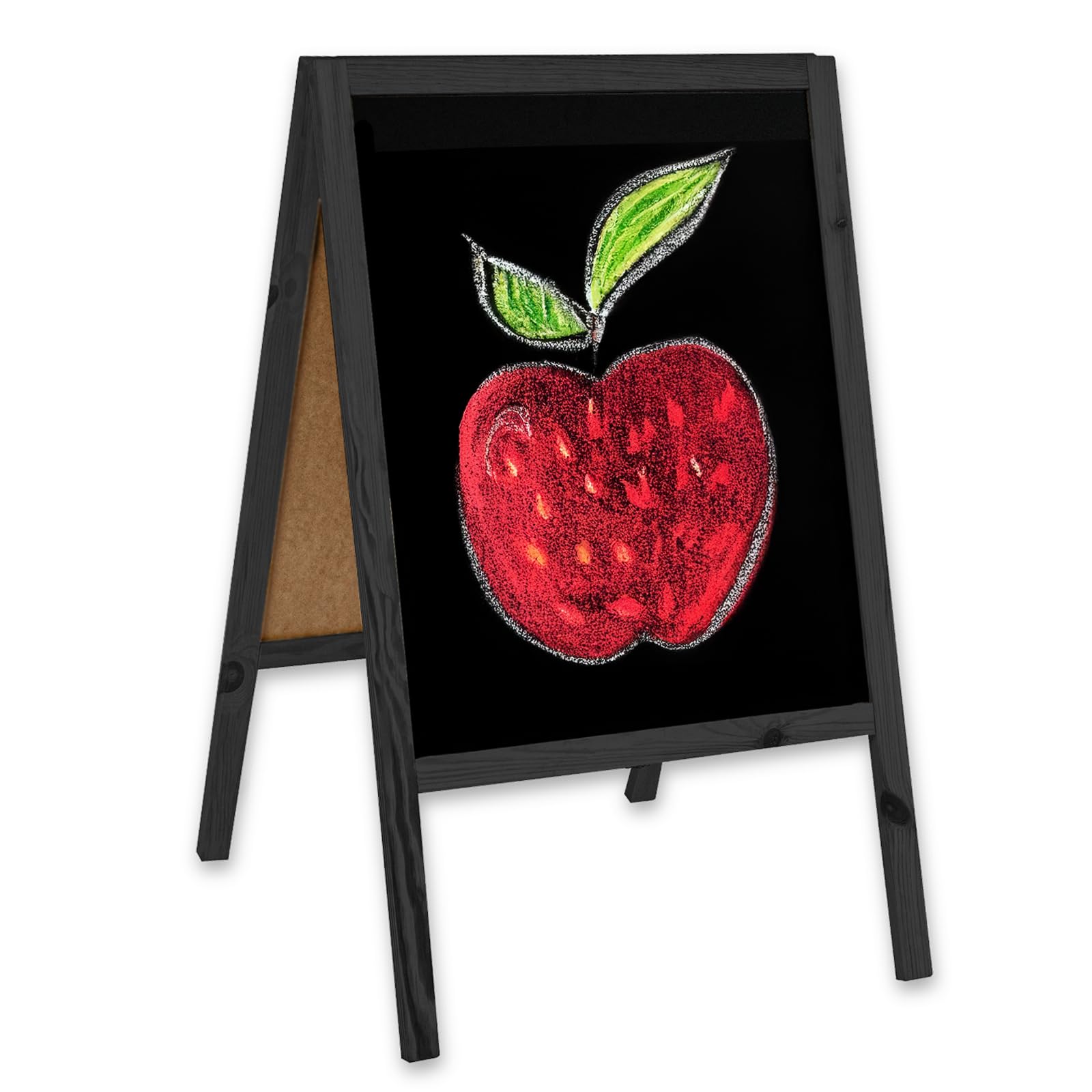 Chevalet de trottoir avec ardoise 95x60cm pliable en bois noir pour commerce