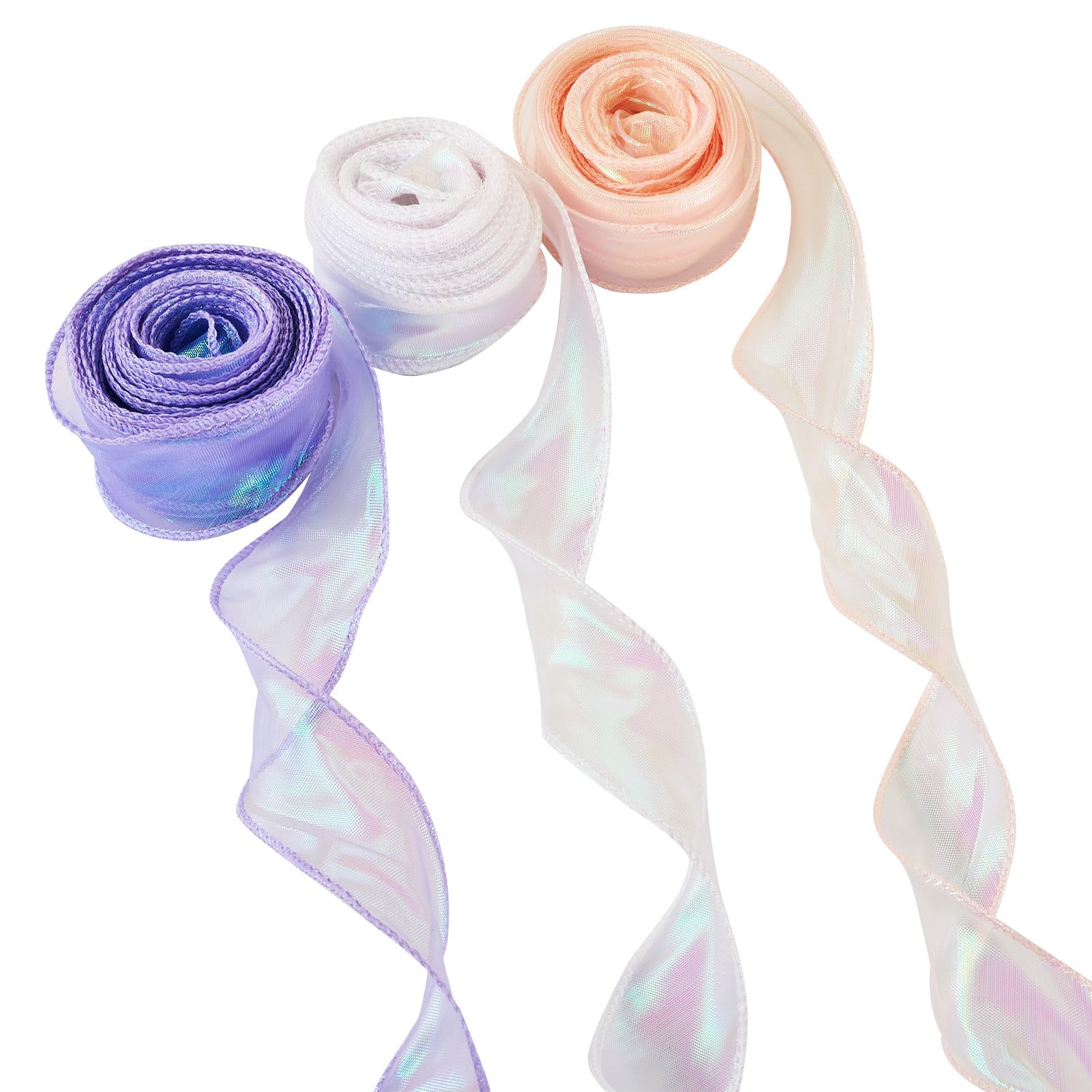 MLURCU Cinta De Organza Transparente Color Malva Rosa De 1-1/2 Pulgadas
