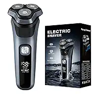 Electric Shavers for Men, 150-Min Runtime, Wet/Dry Electric Razor with Waterproof Design, Pop-Up Trimmer, Magnetic Detachable Blade Heads, LED Display, Smoothly Adheres to Sensitive Skin, Blue