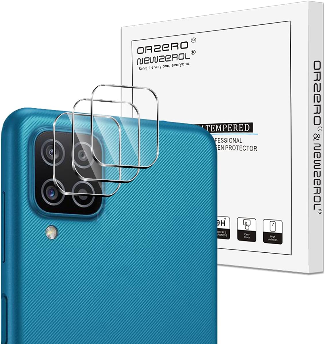Orzero (3 Pack) Compatible for Samsung Galaxy A12 5G Camera Lens Protector (Flexible Glass), 2.5D Arc Edges HD Anti-Scratch Bubble-Free (Lifetime Replacement)